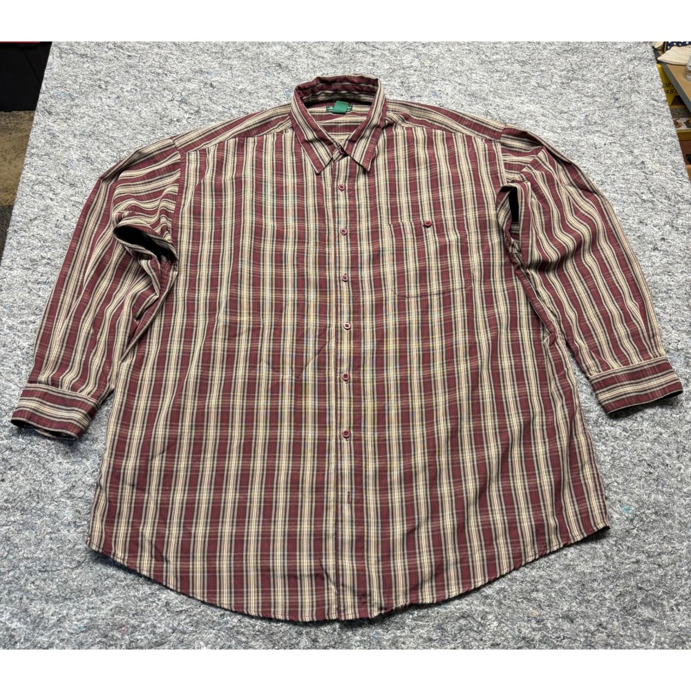 David Taylor Mens 2XLT Burgundy Plaid Luxury Microfiber Long Sleeve Button Shirt